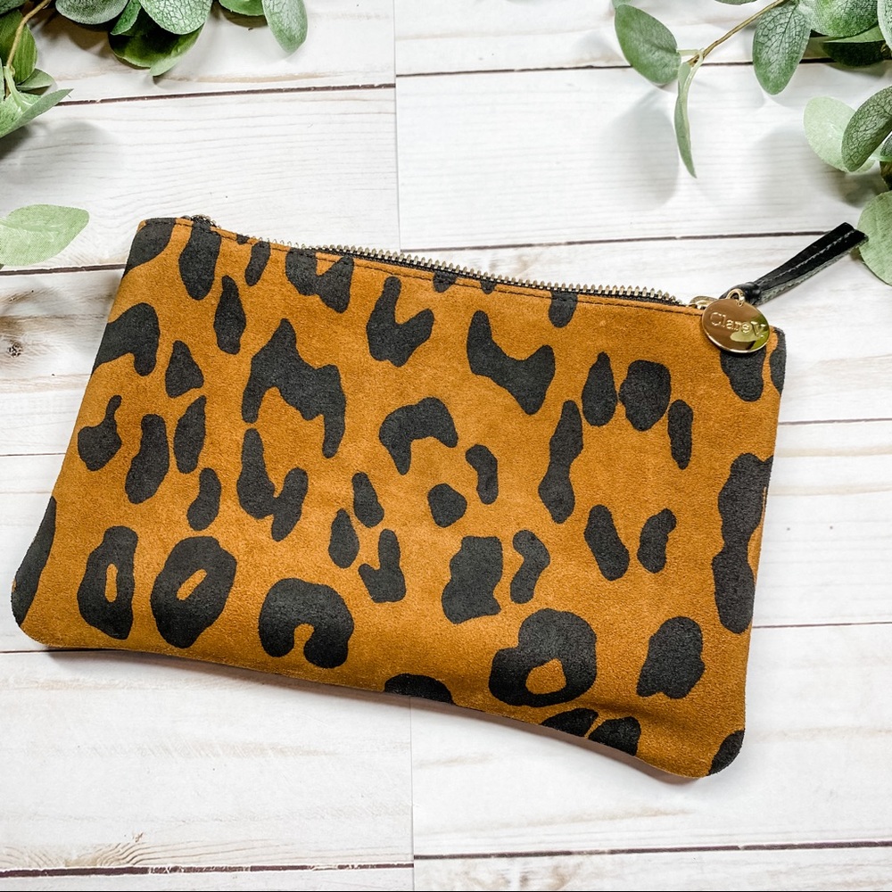Clare V. Suede Leopard Clutch - Picture 1 of 5